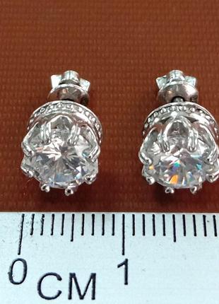 Женские серебряные серьги корона с вставкой фианита3 фото