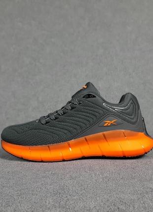 Мужские кроссовки Felpa reebok zig kinetica серые с оранжевым / чоловічі кросівки сірі