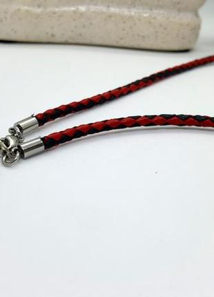 🍄🐞 шкіряний плетений шнурок шнур червоно-чорний довжина 40 см 45 см 50 см4 фото