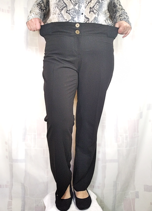 Элегантные брюки с трикотажными вставками на поясе, подойдут беременным1 фото