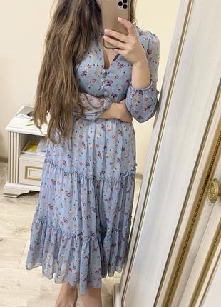 Шифоновое платье koton цветочное платье летнее базовое платье zara1 фото