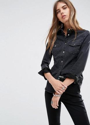 Черная джинсовая рубашка1 фото