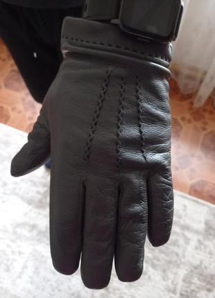 Чоловічі шкіряні рукавички, колір сірий, італія7 фото