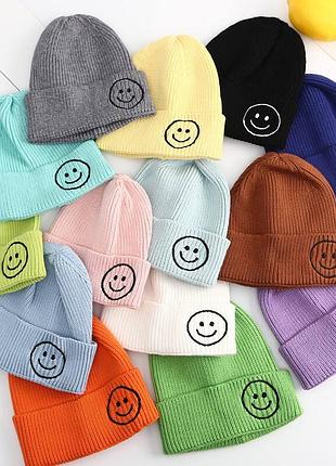 Детские шапки смайл 1-6 лет для мальчика и девочки