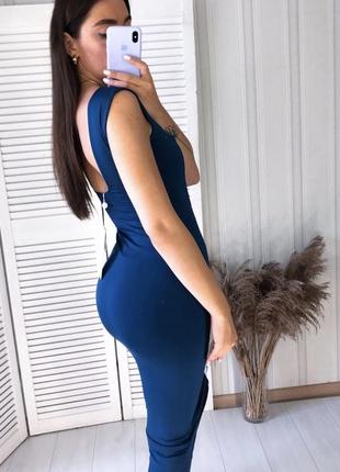 Базова синя міді з подвійної тканини oh polly сукня платье плаття4 фото