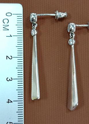 Срібні жіночі сережки - гвоздики і рухомою частиною з золотою накладкою4 фото
