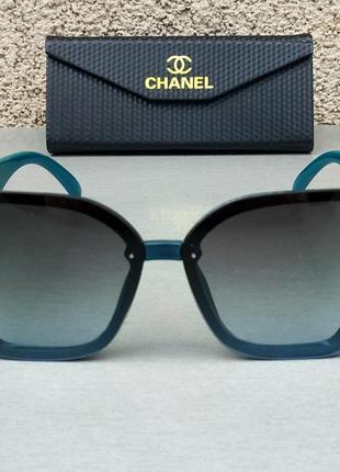 Окуляри chanel модні жіночі сонцезахисні окуляри великі з градієнтом чорно бірюзові