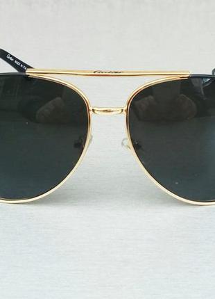 Cartier очки капли мужские солнцезащитные черные с золотом поляризированые2 фото