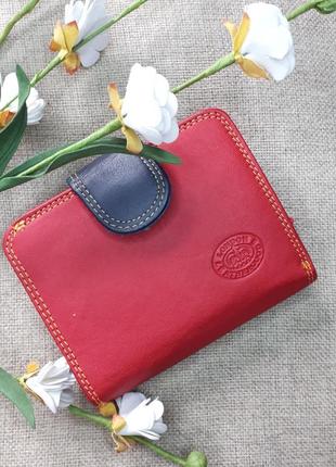 Компактний функціональний червоний шкіряний гаманець* портмоне london leather goods