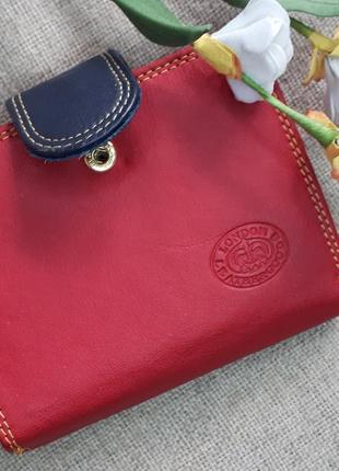Компактный функциональный красный кожаный кошелек бумажник* портмоне london leather goods6 фото