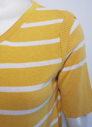 Кардиган кофта "mango" желто-белый полосатый с коротким рукавом (испания)4 фото