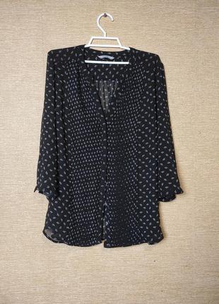 Черная легкая шифоновая блузка сорочка рубашка