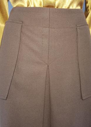 Юбка "gardeur" коричневая шерстяная с накладными карманами (германия)3 фото