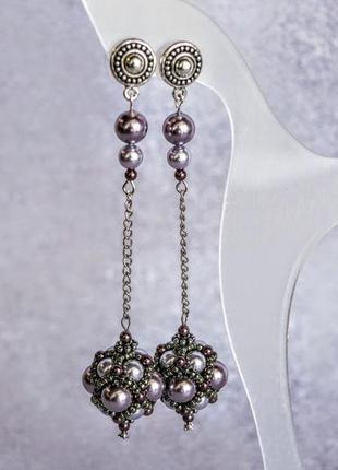 Нереально стильні сережки з перлів сваровські2 фото