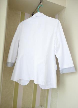 Польский белый пиджак (пог.48 рук.47 коттон)4 фото