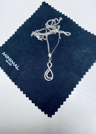 Серебряная цепочка с кулоном «бесконечность»