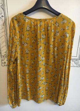 Блуза в квіточку віскоза в розмірі s new look гірчичний колір3 фото