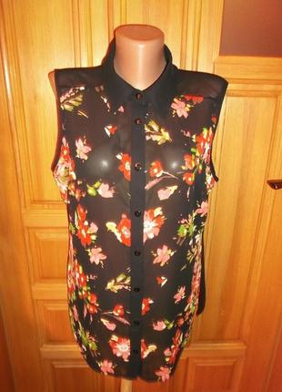 Яркая блуза рубашка удлиненная распродажа р. l - george