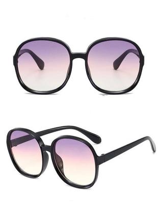 Большие круглые очки градиент черные розовые солнцезащитные под ретро окуляри великі тренд3 фото