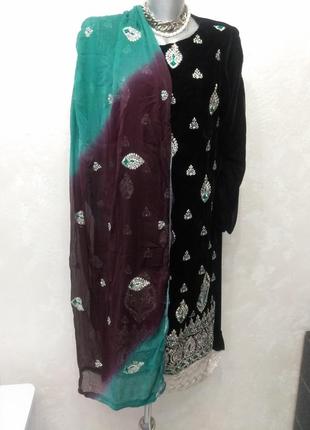 Гарне плаття з шарфом в індійському стилі. сукня сарі.5 фото