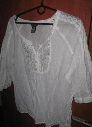 Блуза boho з мереживом біла