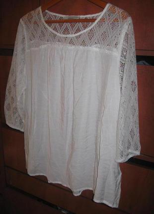 Блуза boho с кружевом белая