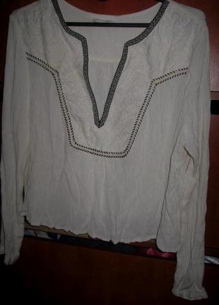 Блуза boho з вишивкою кремова