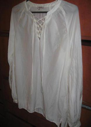 Блуза-туника со шнуровкой молочная2 фото