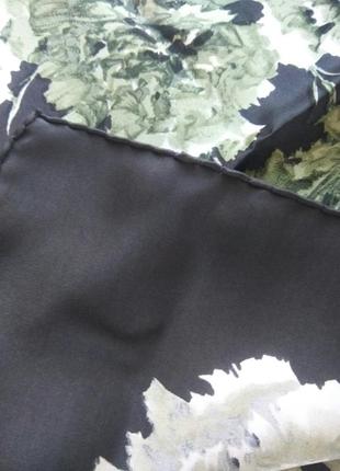 Атласный шелковый платок темно-зеленый5 фото