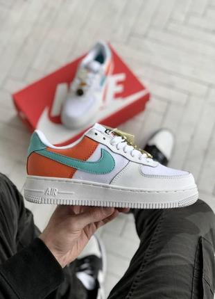 Женские кроссовки nike air force 1 white orange  36-37-38-40