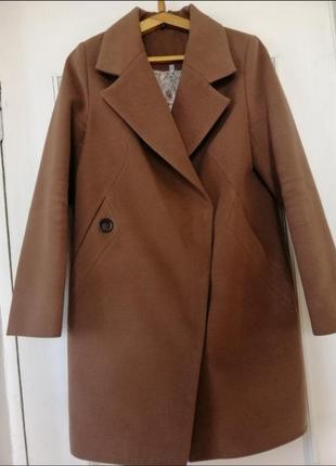 Красивое весеннее пальто, коричневое пальто кемел5 фото