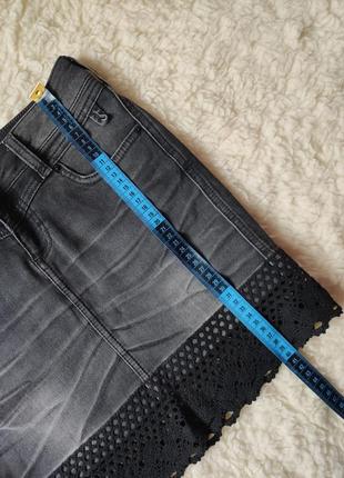 Юбка серая джинсовая с кружевом colins6 фото