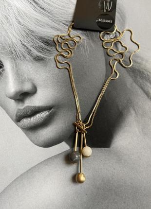 Цепочка с кулонами позолота мрамор pilgrim ожерелье колье1 фото