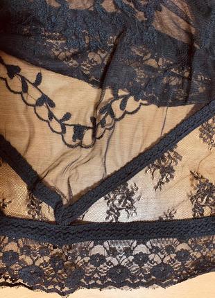 Блуза накидка сітка чорна з вишивкою та мереживом оверсайз, індія, m/s (3709)5 фото