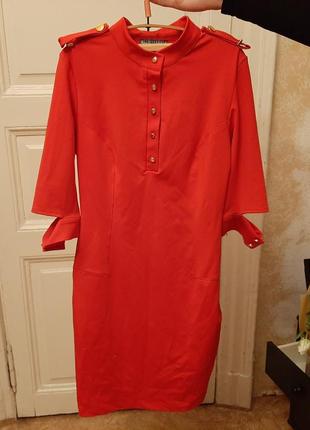 Платье красное трансформер с погонами с прозрачная спинка ажурная миди по колено5 фото