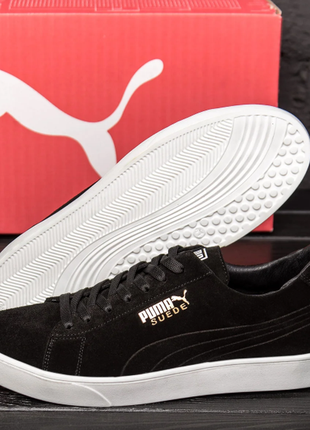 Мужские кожаные кроссовки puma smash suede black  p10-1чз