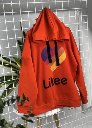 Худі яскравого кольору з друком спереду likee