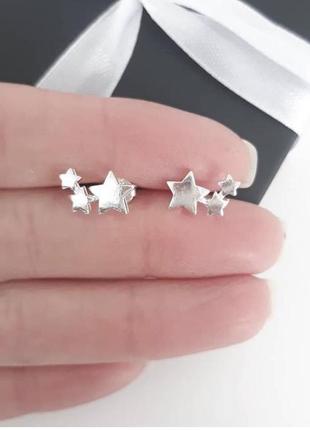 Сережки гвоздики зірочки, срібло 9251 фото