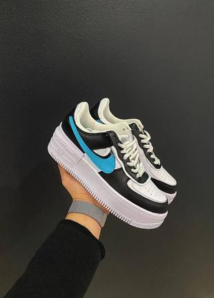 Женские кроссовки nike air force 1 shadow white/black/blue