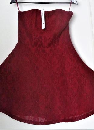 Сукня з мереживного неопрену а-силует з відкритими плечима та широкою спідницею (42-46р)2 фото