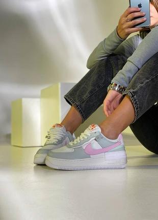 Женские кроссовки nike air force 1 shadow grey/pink7 фото