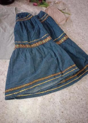 Джинсовая юбка -колокол на резинке6 фото