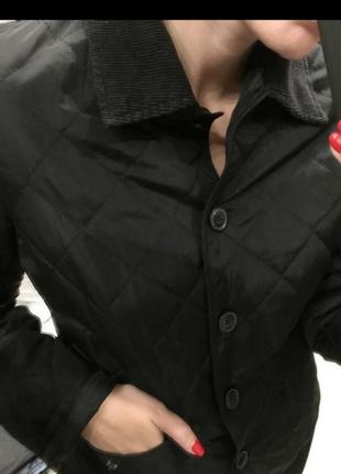 Базовая черная стеганая куртка курточка ветровка на тонком синтепоне пиджак жакет f&f6 фото