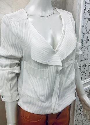 Белая блуза/ рубашка с длинным рукавом mango3 фото