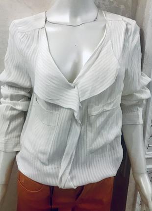 Белая блуза/ рубашка с длинным рукавом mango10 фото