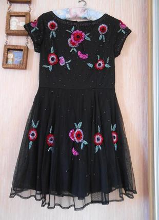 Нарядное шифоновое платье,росшито паетками от asos