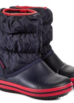 Детские дутики crocs осень/зима утепленные сапоги снегоходы дитячі черевики