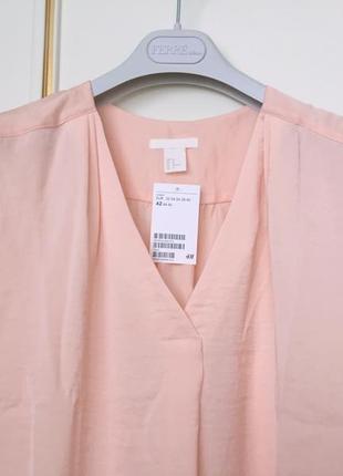Блуза Пиджак h&m с v- вырезом из поджатого атласа eur 42 l/xl розовый персик5 фото