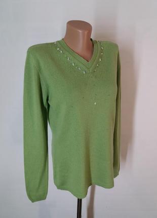 Walbusch красивейший пуловер из шелка и кашемира украшен натуральным камнем и бисером3 фото