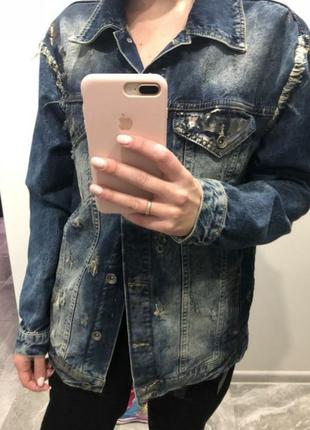 Джинсова куртка подовжена оверсайз its basic 1981 denim ❤ oversize😎1 фото